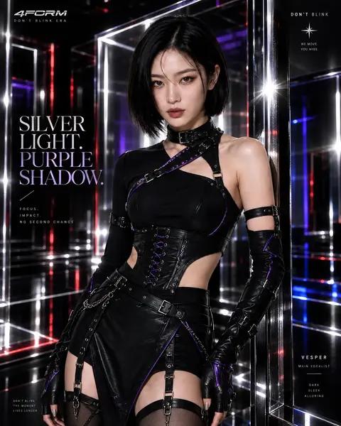 VESPER in black and cool violet DON’T BLINK styling