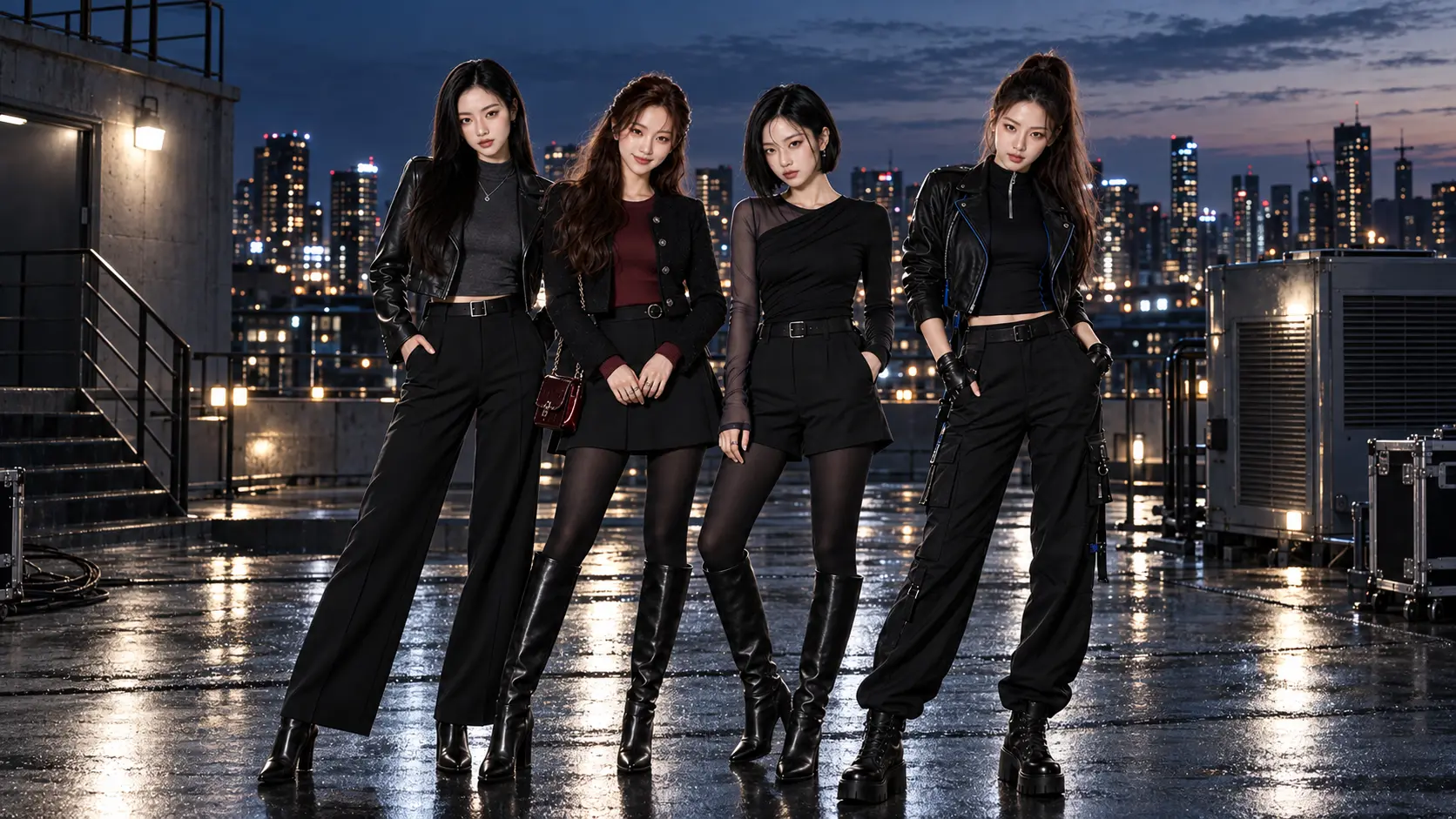 4FORM together on a city rooftop in the MIDNIGHT POLAROID era